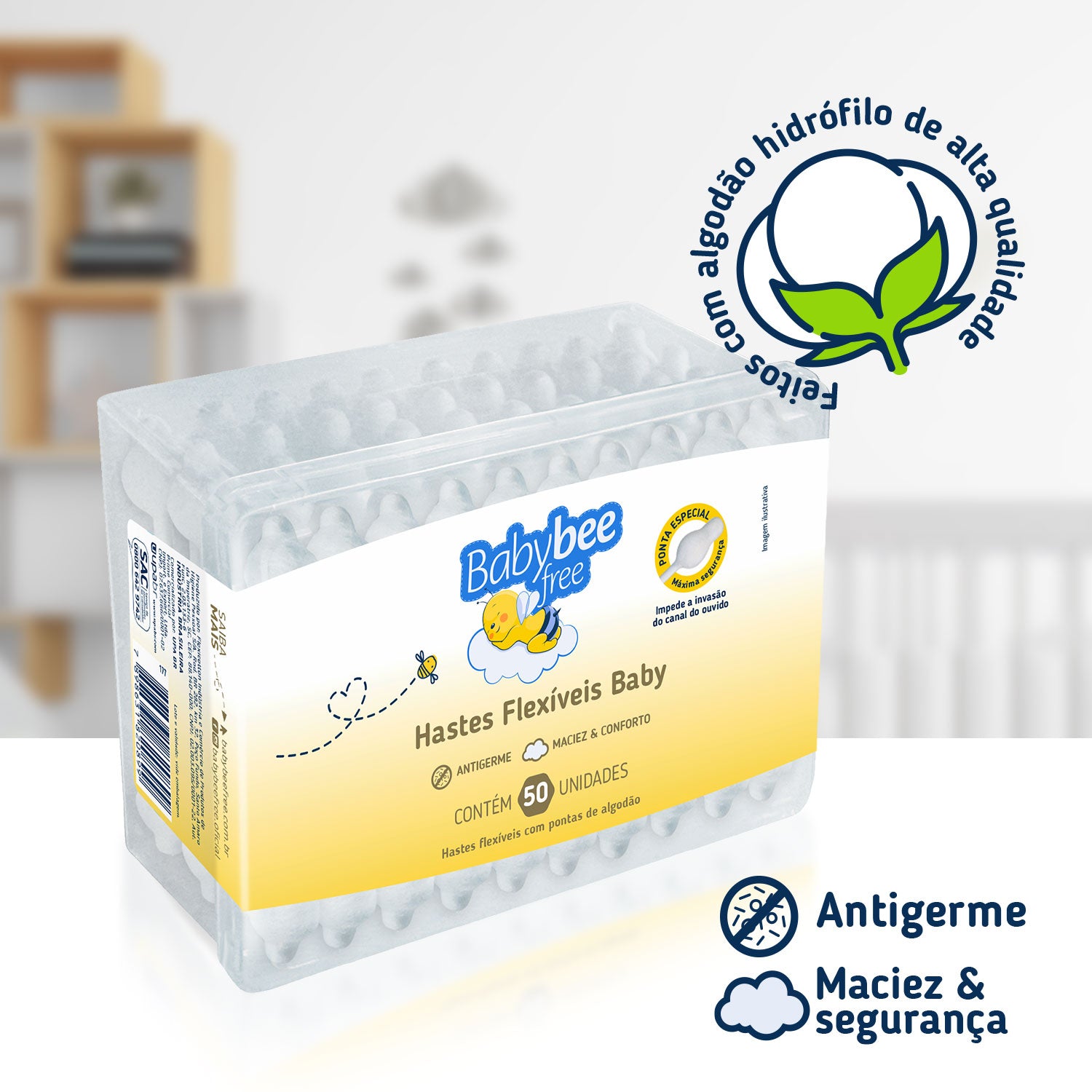 HASTE FLEXÍVEL BABY BEE FREE C/ 50 UN